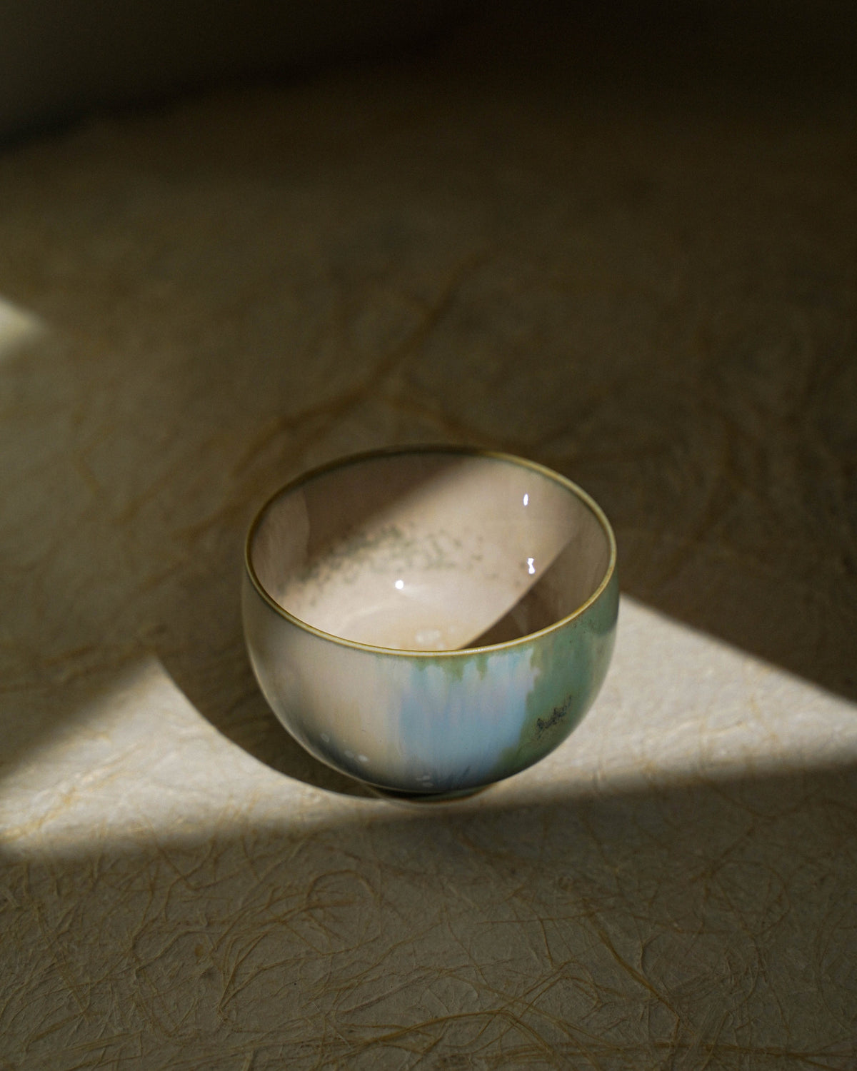 Tasse à thé chinoise artisanale en porcelaine - Blanc/Vert