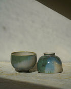 Tasse à thé chinoise artisanale en porcelaine - Blanc/Vert