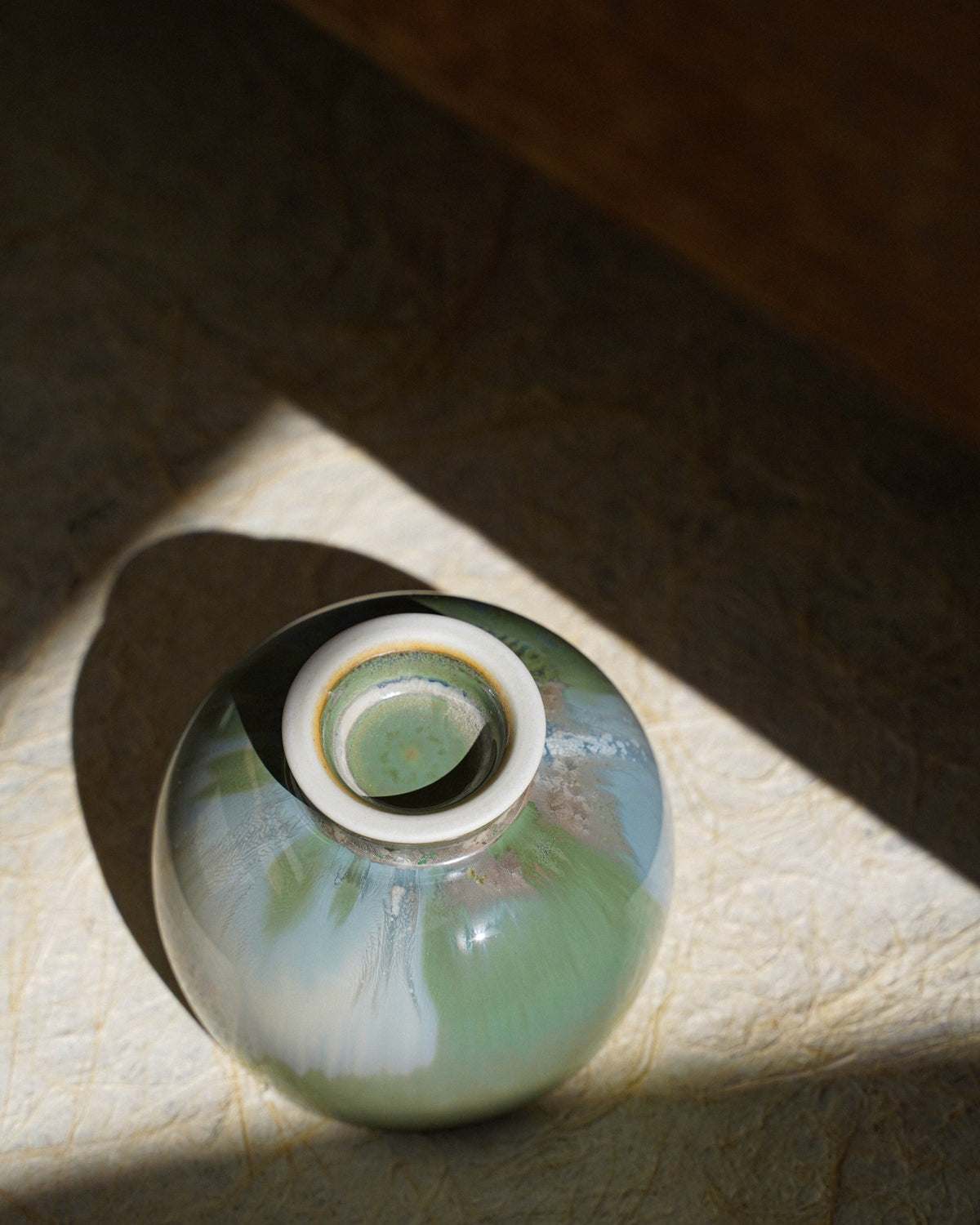 Tasse à thé chinoise artisanale en porcelaine - Blanc/Vert